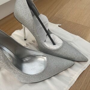 Good American Sparkling Silver Heels